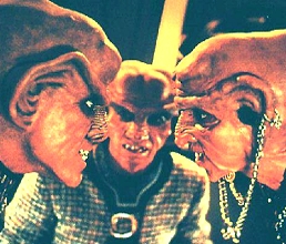 Quark and his mother feuding, while Rom tries to calm them both down.