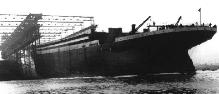 TITANIC's hull being launched, May 31st 1911.